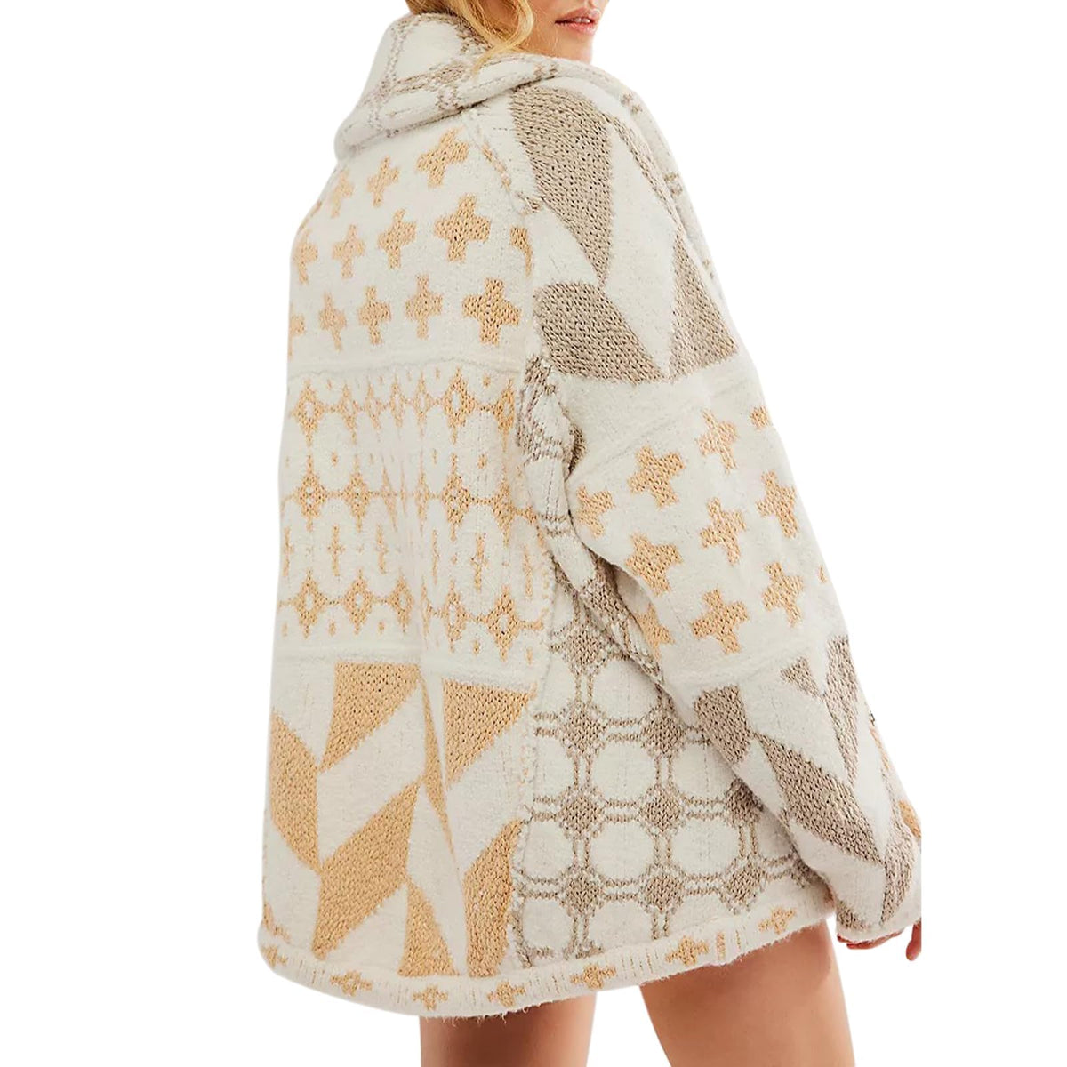 SKIKYAN Women Fall Sweater Cardigans Graphic Button Down Collar Knitwear Long Sleeve Oversized Y2K Print Coats