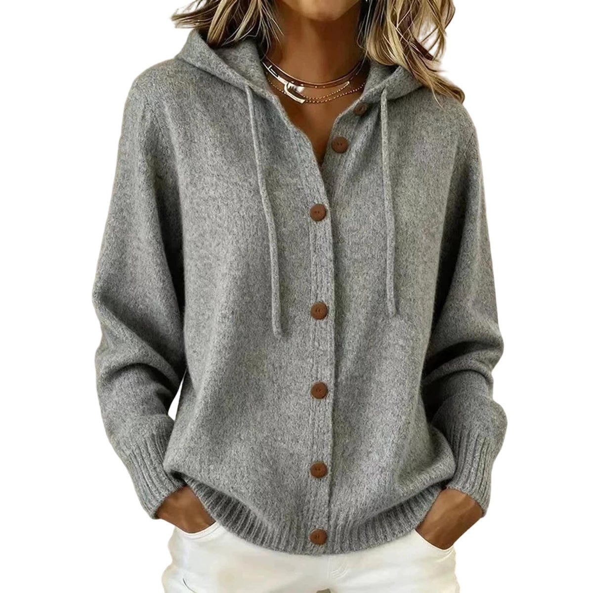 Knit Cardigan Sweaters for Women Button Down Long Sleeve Hoodies