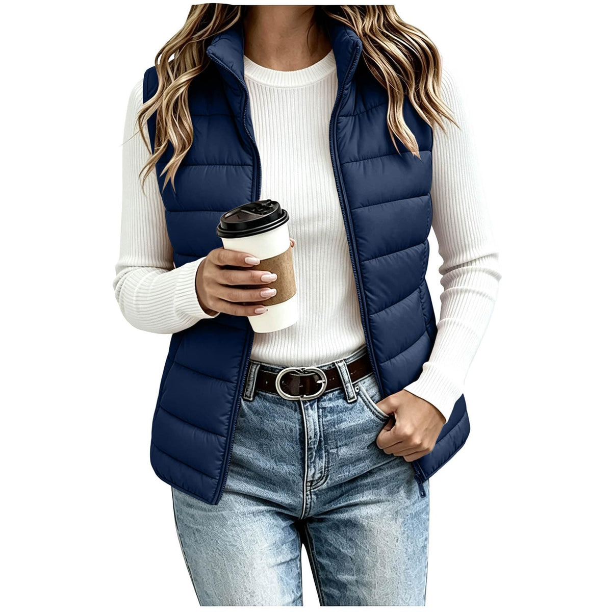 Women's Puffer Vest Lightweight Quilted Sleeveless Jacket Zip Up