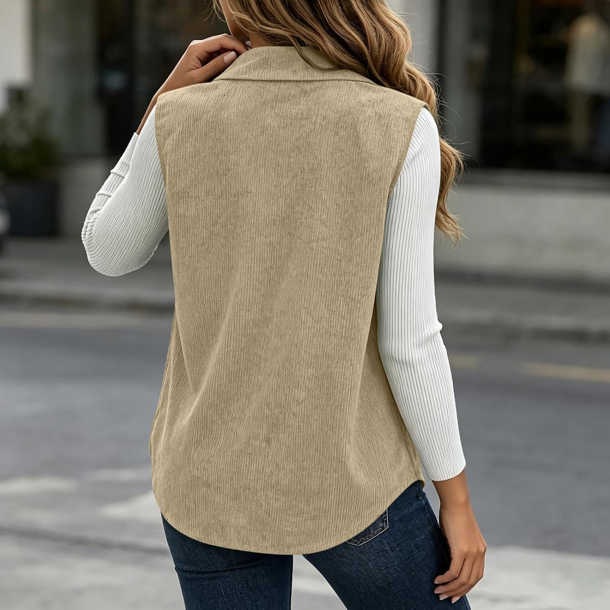Corduroy Vest Women Lightweight Sleeveless Corduroy Jacket