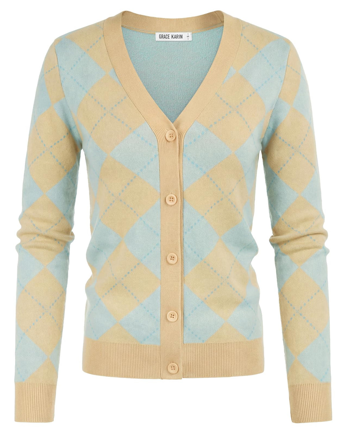 GRACE KARIN Cardigan Sweaters for Women Fall Argyle Sweater Preppy Clothes