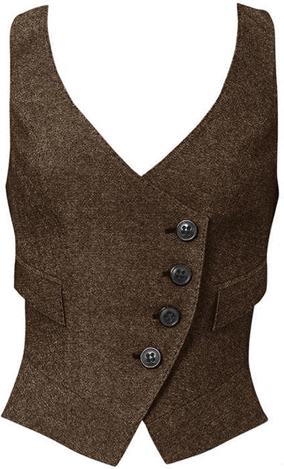 Women's Herringbone Tweed Waistcoat Slim-Fit Suit Vest