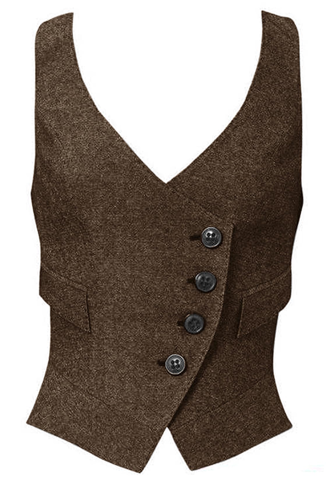 Women's Herringbone Tweed Waistcoat Slim-Fit Suit Vest