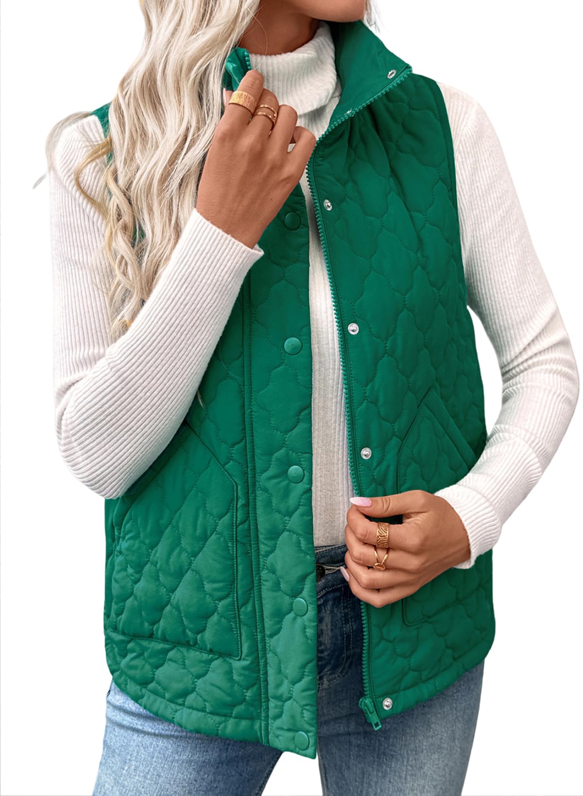 EVALESS Womens Puffer Vest Trendy Lightweight Quilted Jackets