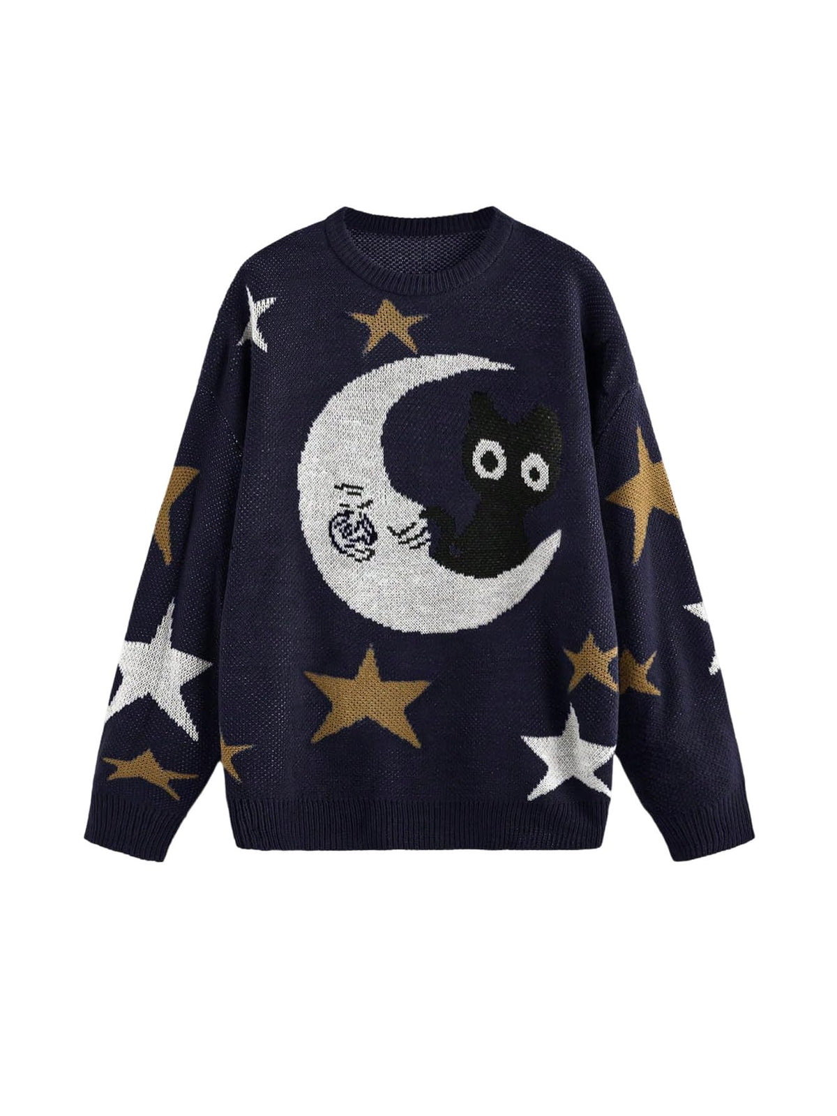 WDIRARA Women's Goth Cartoon Pattern Sweater Knit Pullover Top
