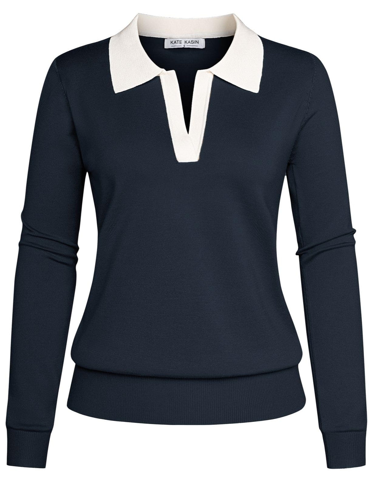 Women's Long Sleeve Classic V Neck Casual Fall Winter Polo Sweater Tops