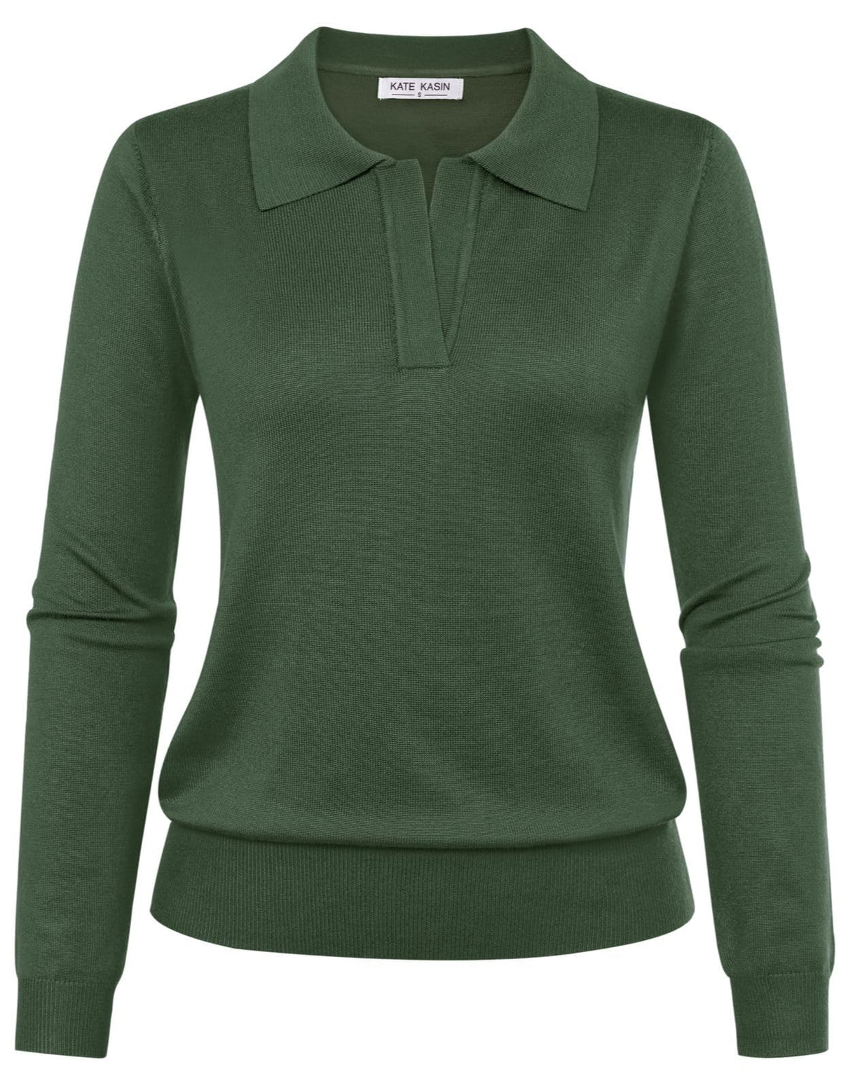 Women's Long Sleeve Classic V Neck Casual Fall Winter Polo Sweater Tops