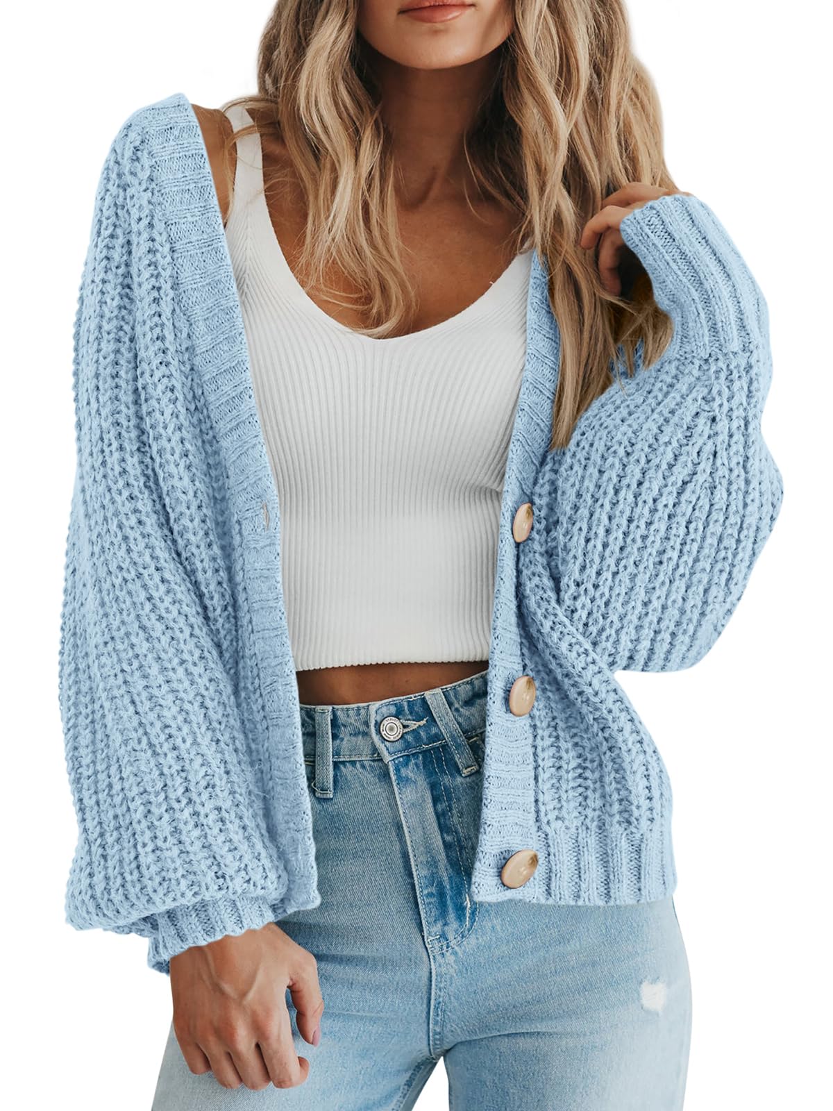 PRETTYGARDEN Women's Chunky Knit Open Front Cardigan Sweaters Fall Outfits