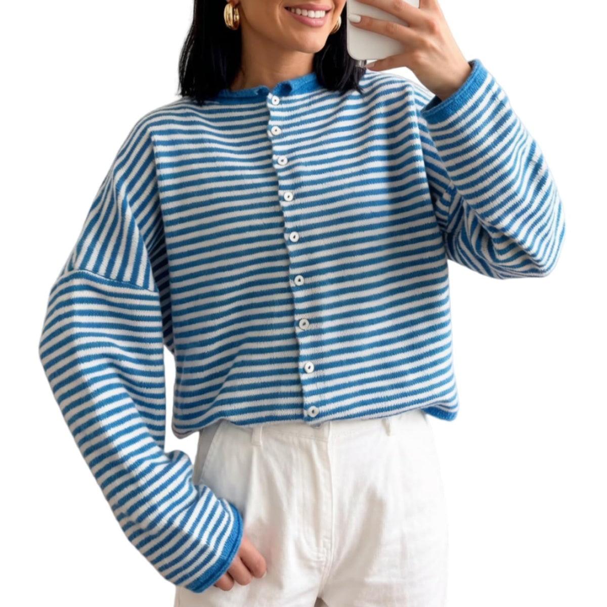 Women Knit Cardigan Sweaters Long Sleeve Button Down Loose Top