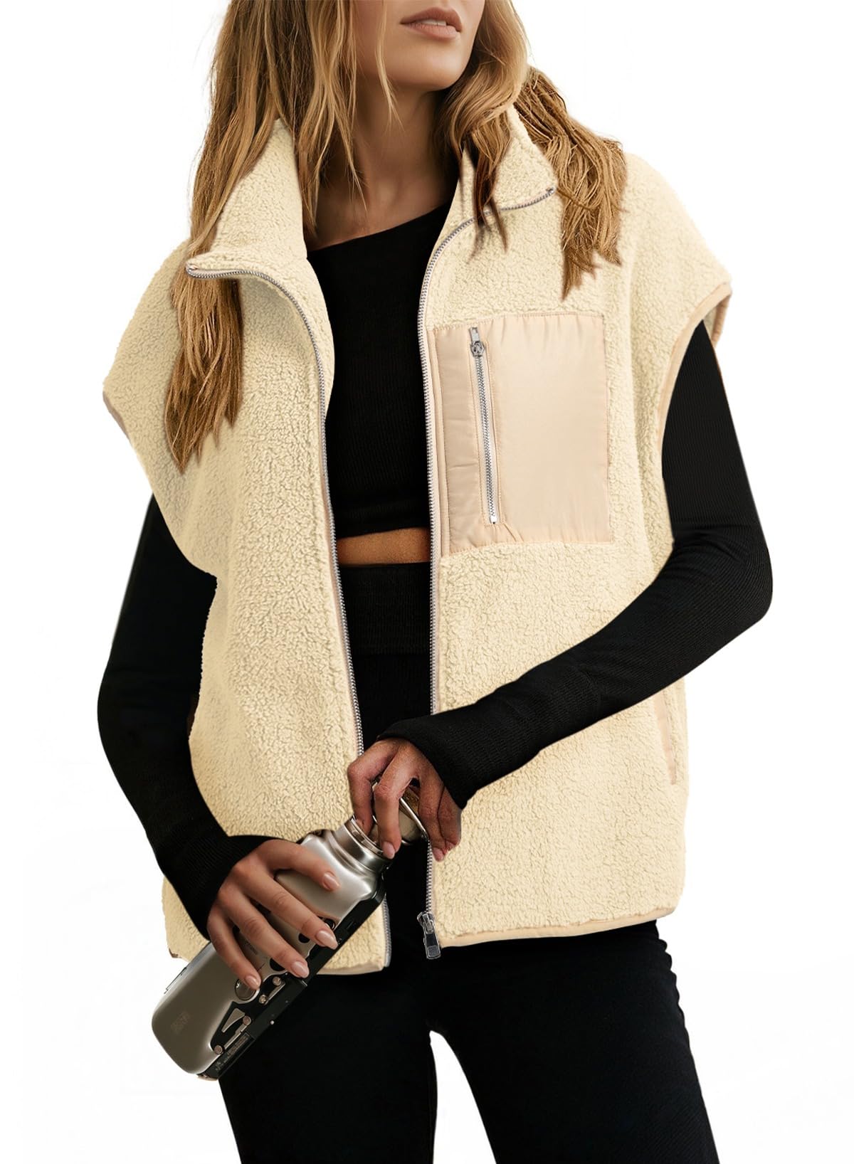 Dokotoo Fleece Womens Vest Zip Up Oversized Casual Jacket 2026