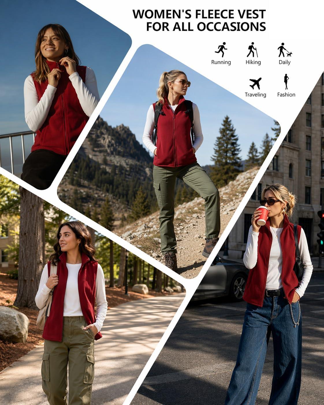 Zeagoo Womens Outerwear Vests With Pockets Zipper Sleeveless Fleece Jackets