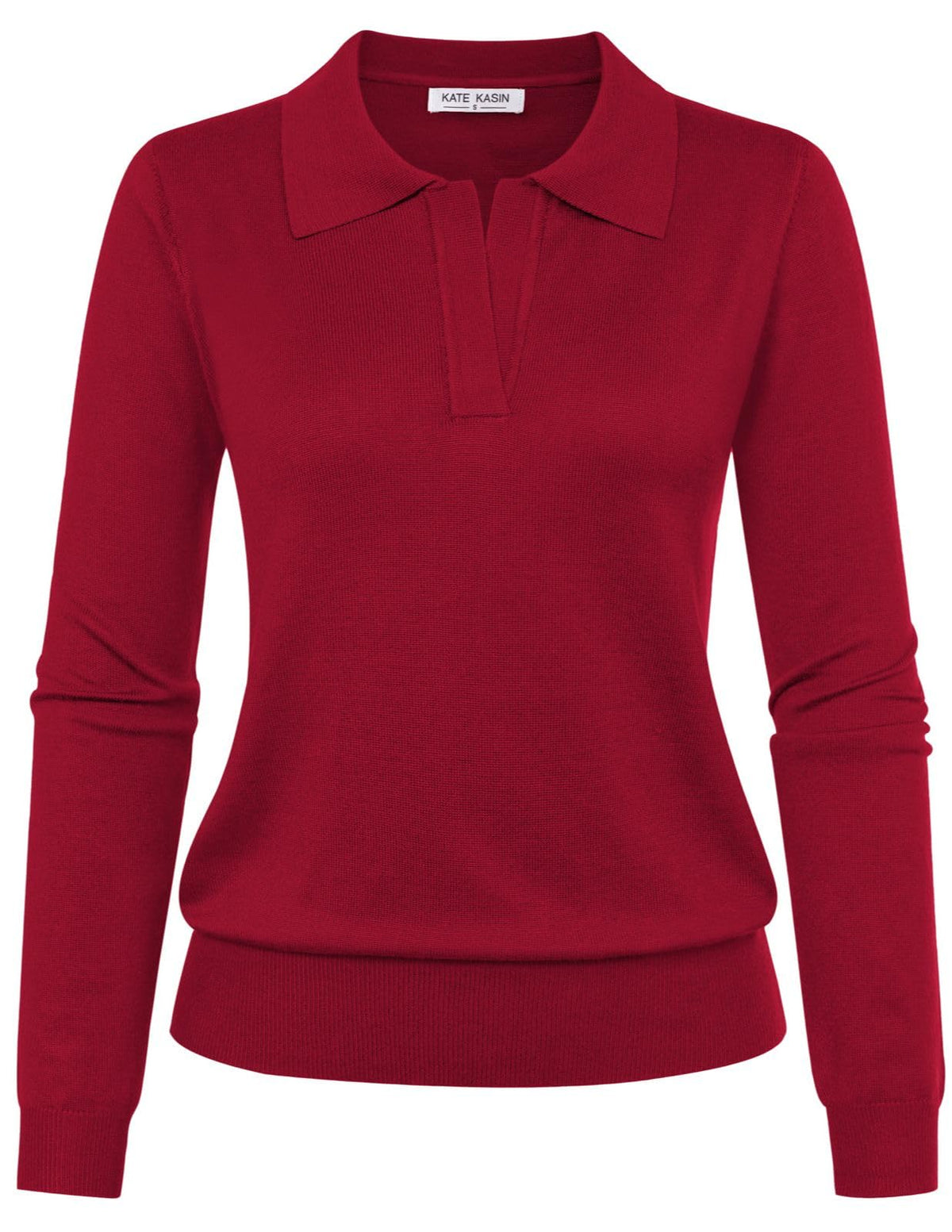 Women's Long Sleeve Classic V Neck Casual Fall Winter Polo Sweater Tops