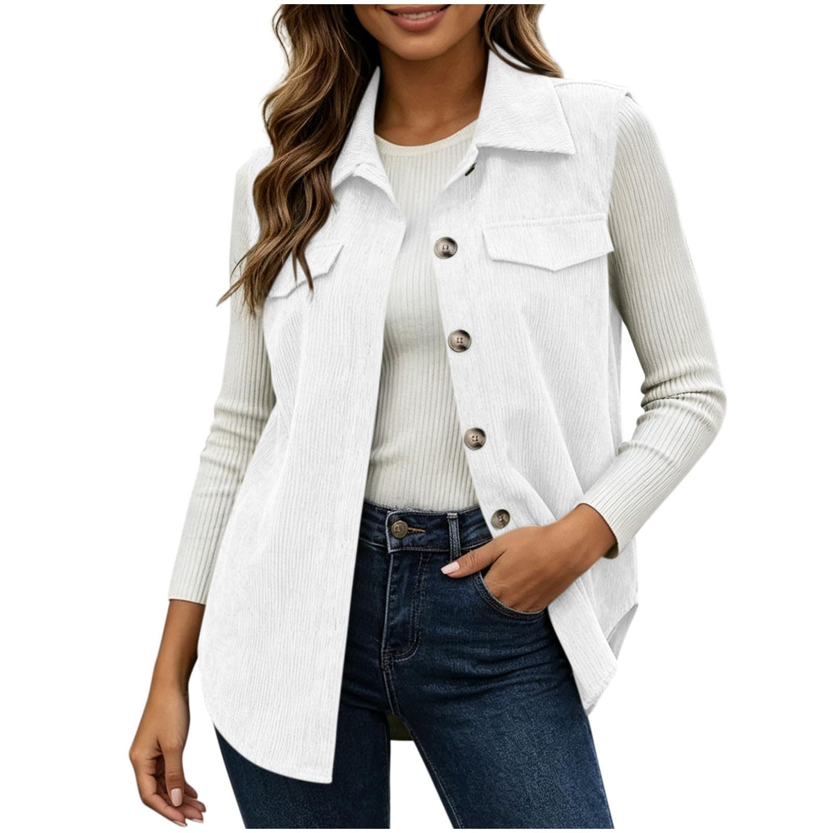 Corduroy Vest Women Lightweight Sleeveless Corduroy Jacket
