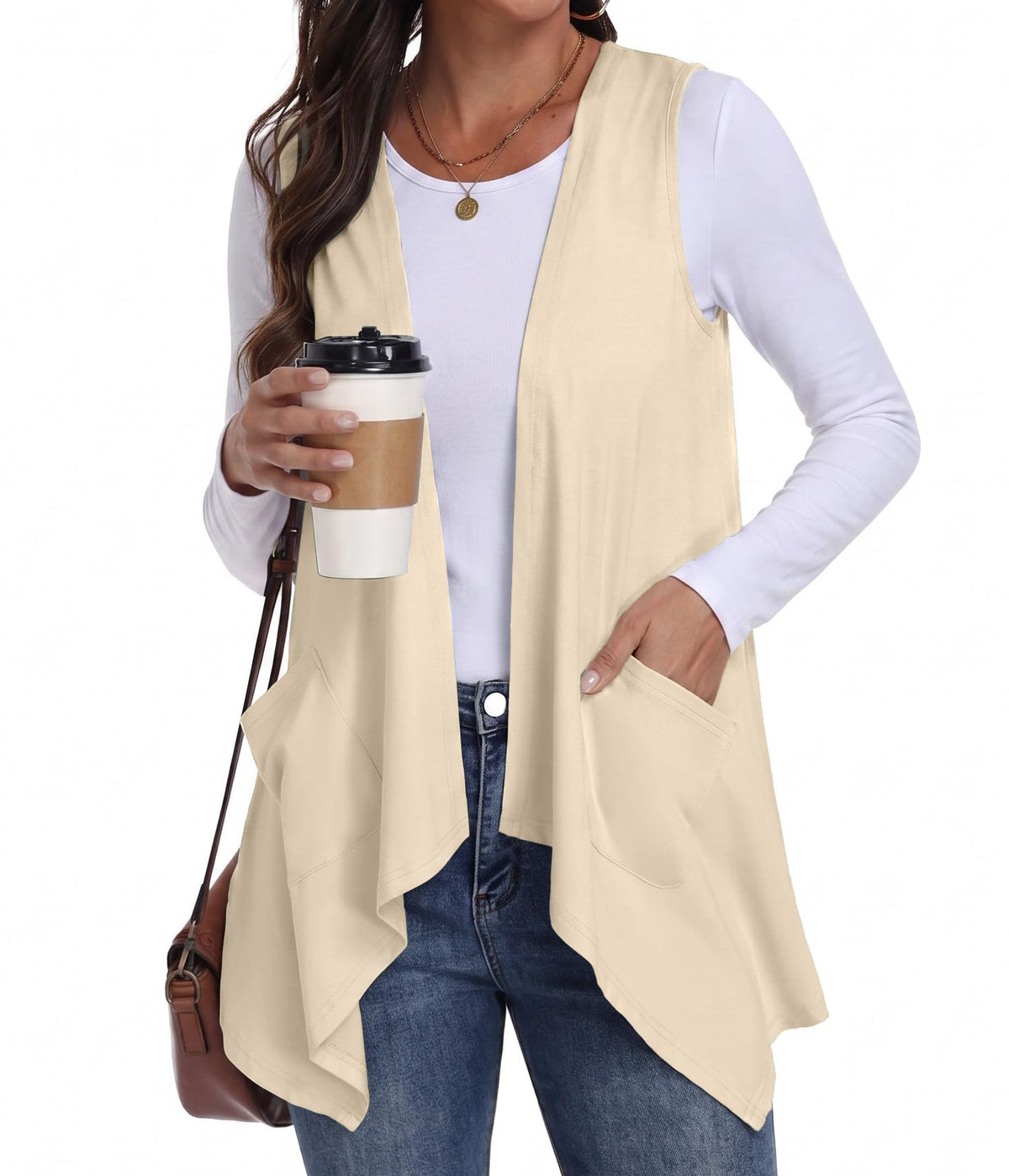 PrinStory Womens Sleeveless Cardigan Vest Lightweight Open Front Cardigan