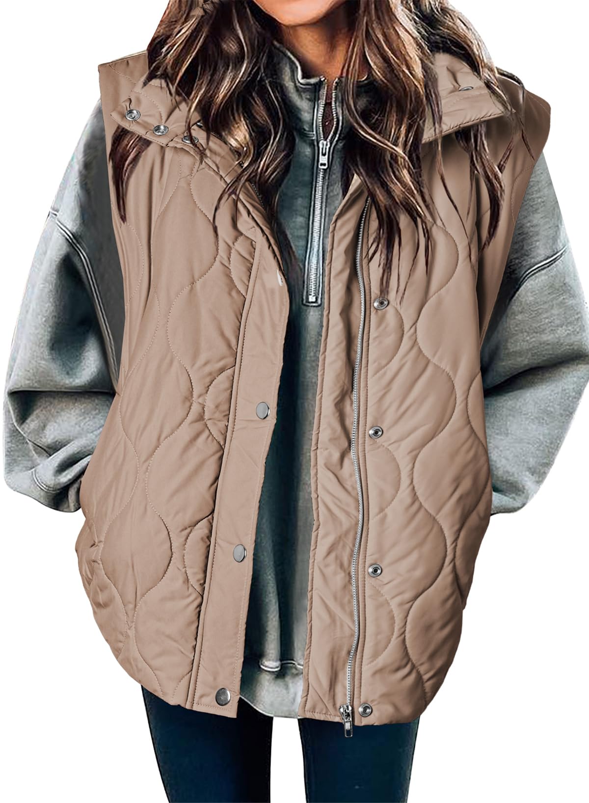 EVALESS Womens Lightweight Cropped Puffer Vest Quilted Sleeveless Jackets