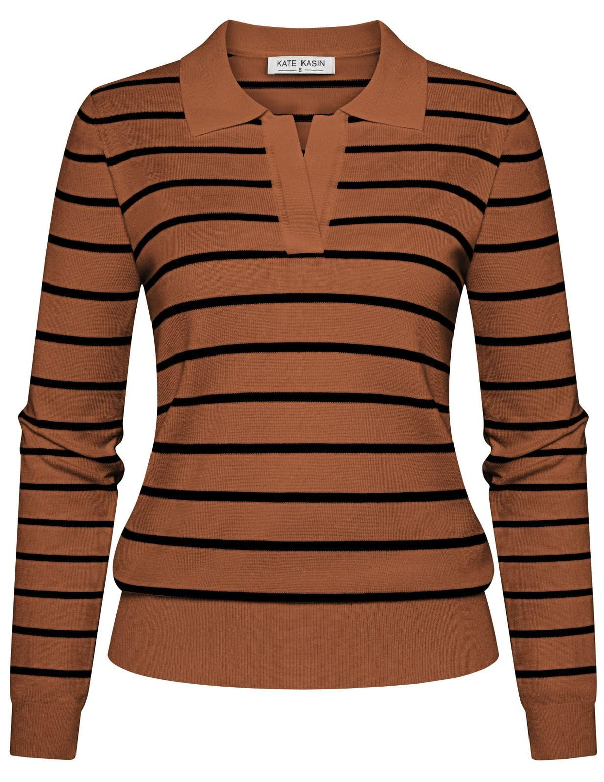 Women's Long Sleeve Classic V Neck Casual Fall Winter Polo Sweater Tops