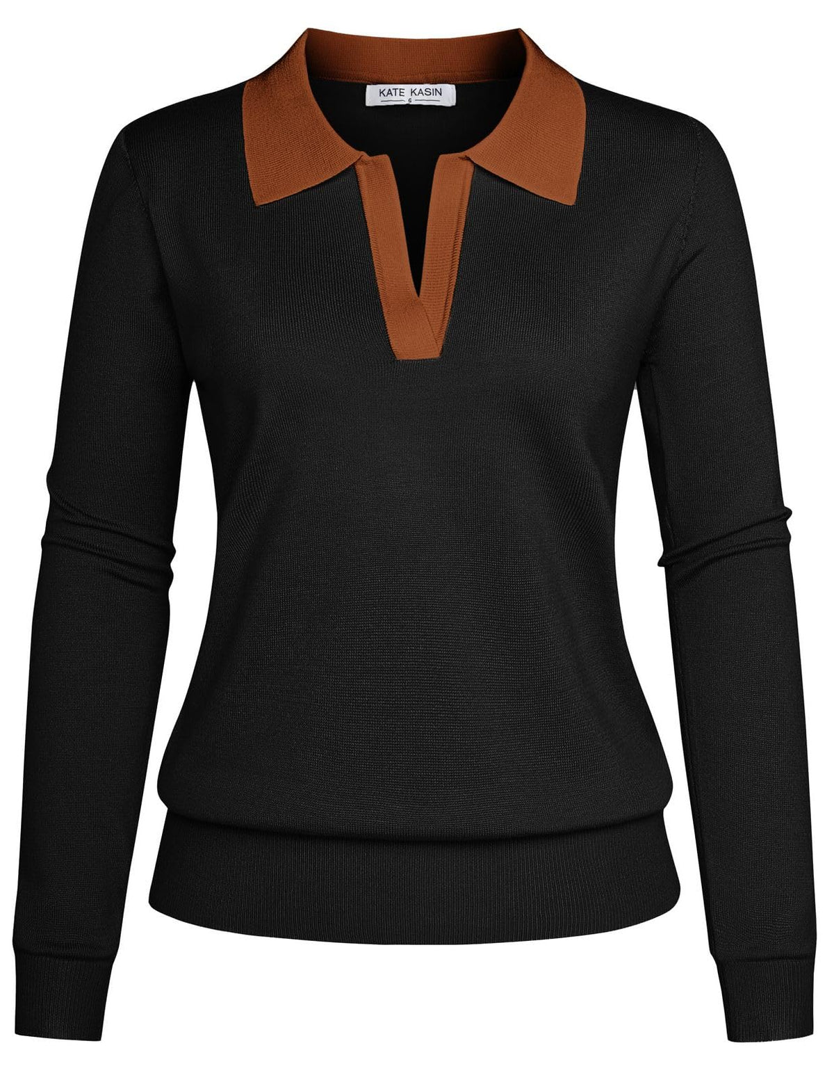 Women's Long Sleeve Classic V Neck Casual Fall Winter Polo Sweater Tops