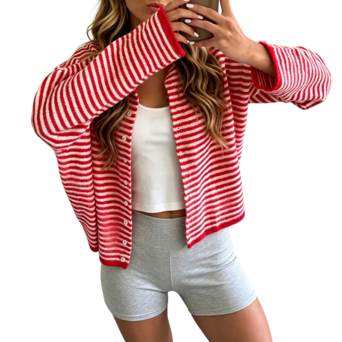 Women Knit Cardigan Sweaters Long Sleeve Button Down Loose Top