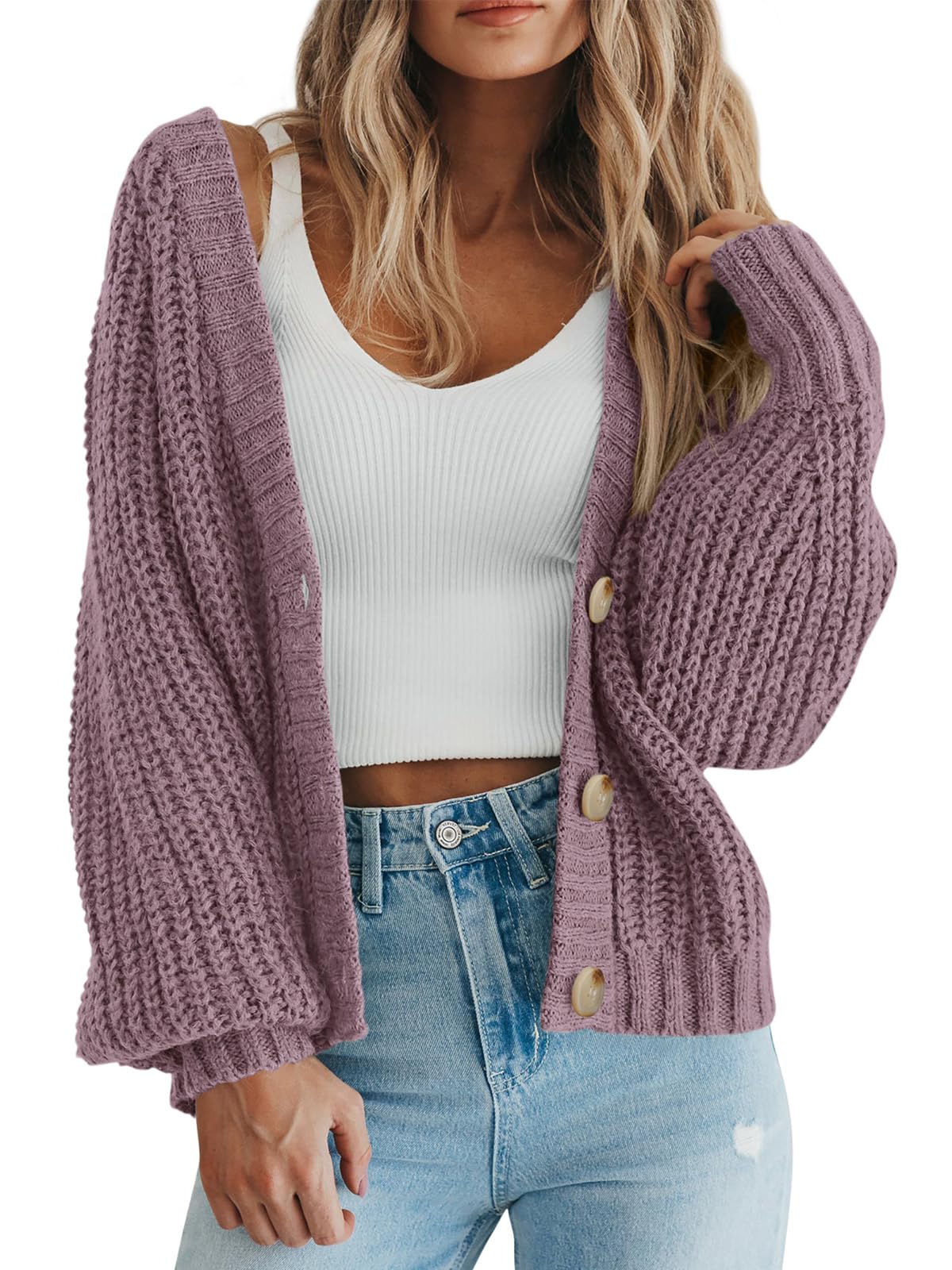 PRETTYGARDEN Women's Chunky Knit Open Front Cardigan Sweaters Fall Outfits