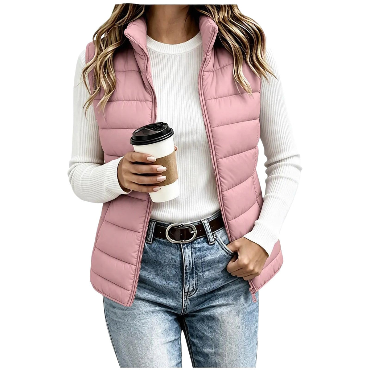 Women's Puffer Vest Lightweight Quilted Sleeveless Jacket Zip Up