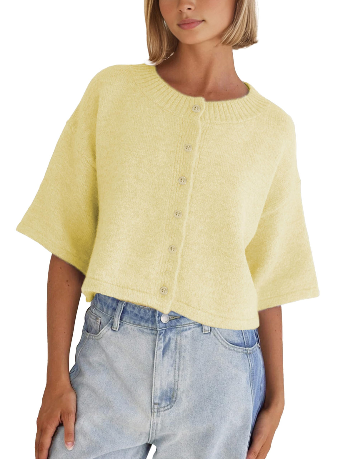 Springrain Lightweight Cardigans for Women Cropped Knit Sweater