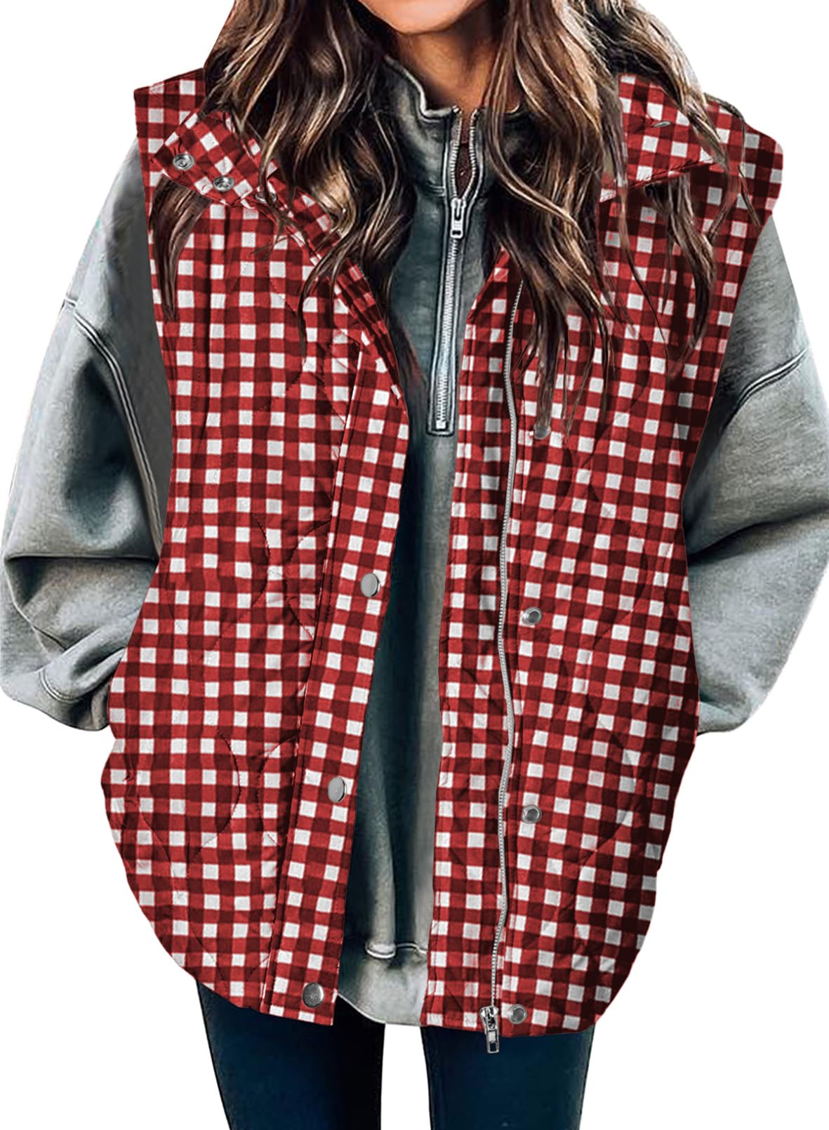 EVALESS Womens Lightweight Cropped Puffer Vest Quilted Sleeveless Jackets