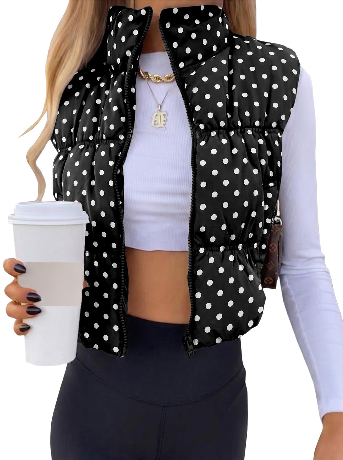 SySea Women's Crop Puffer Vest Zip Up Sleeveless Outerwear Padded Coat