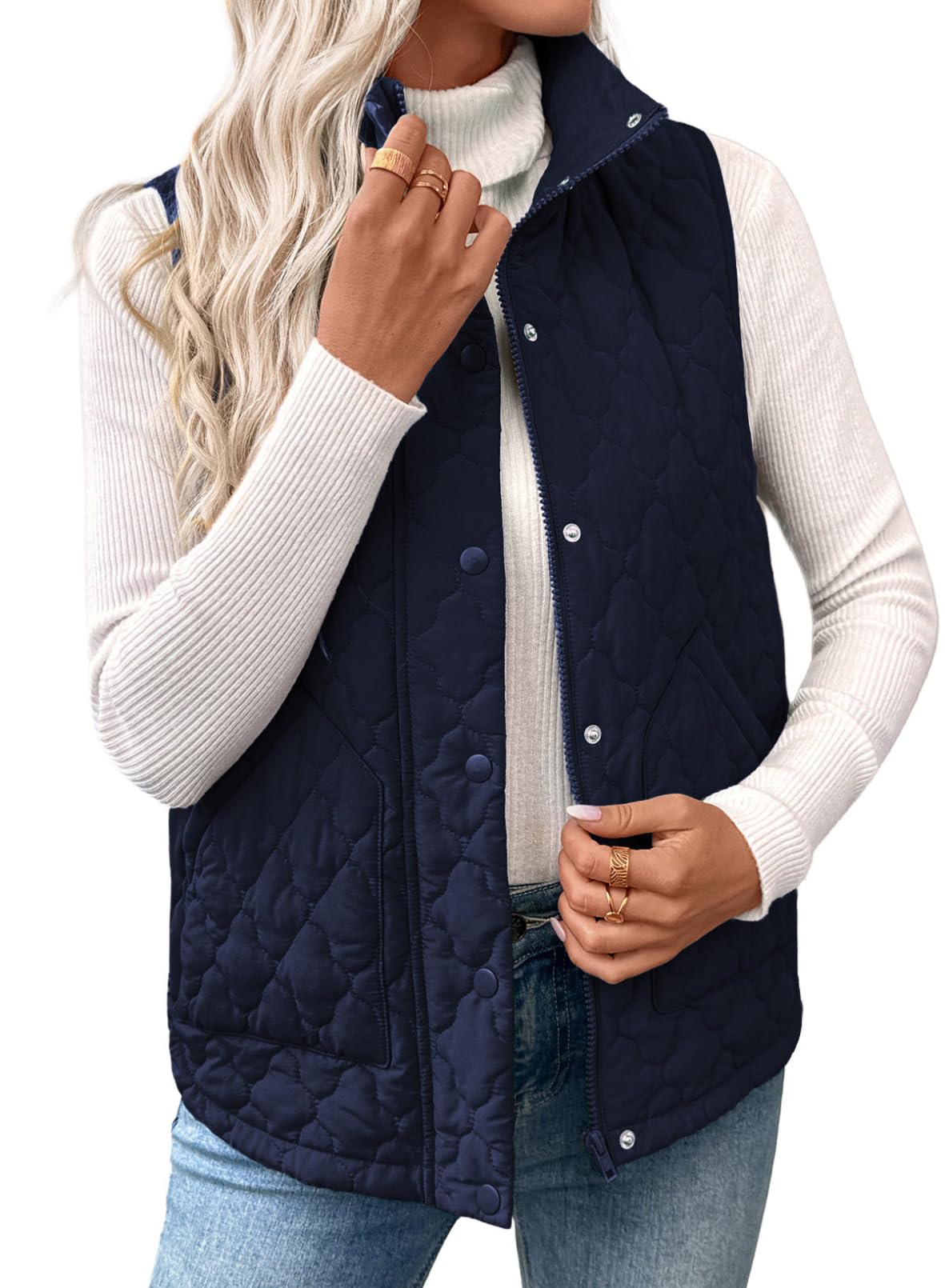 EVALESS Womens Puffer Vest Trendy Lightweight Quilted Jackets