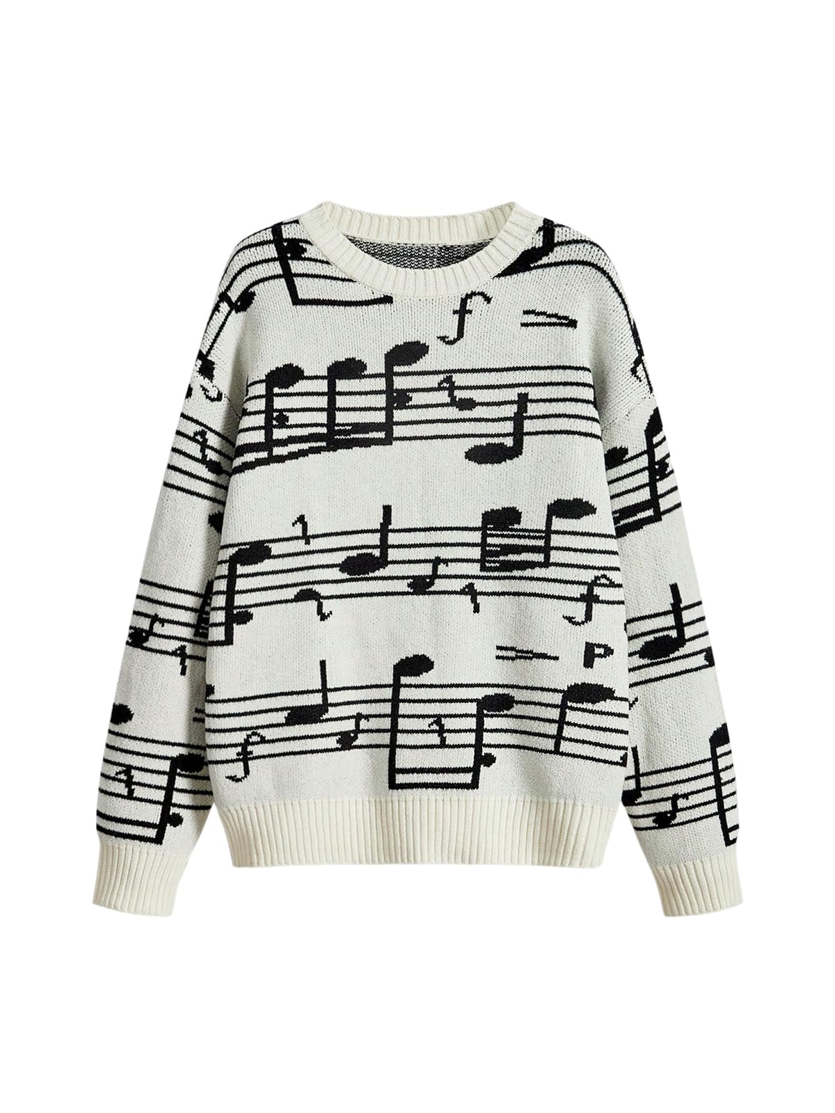 WDIRARA Women's Goth Cartoon Pattern Sweater Knit Pullover Top