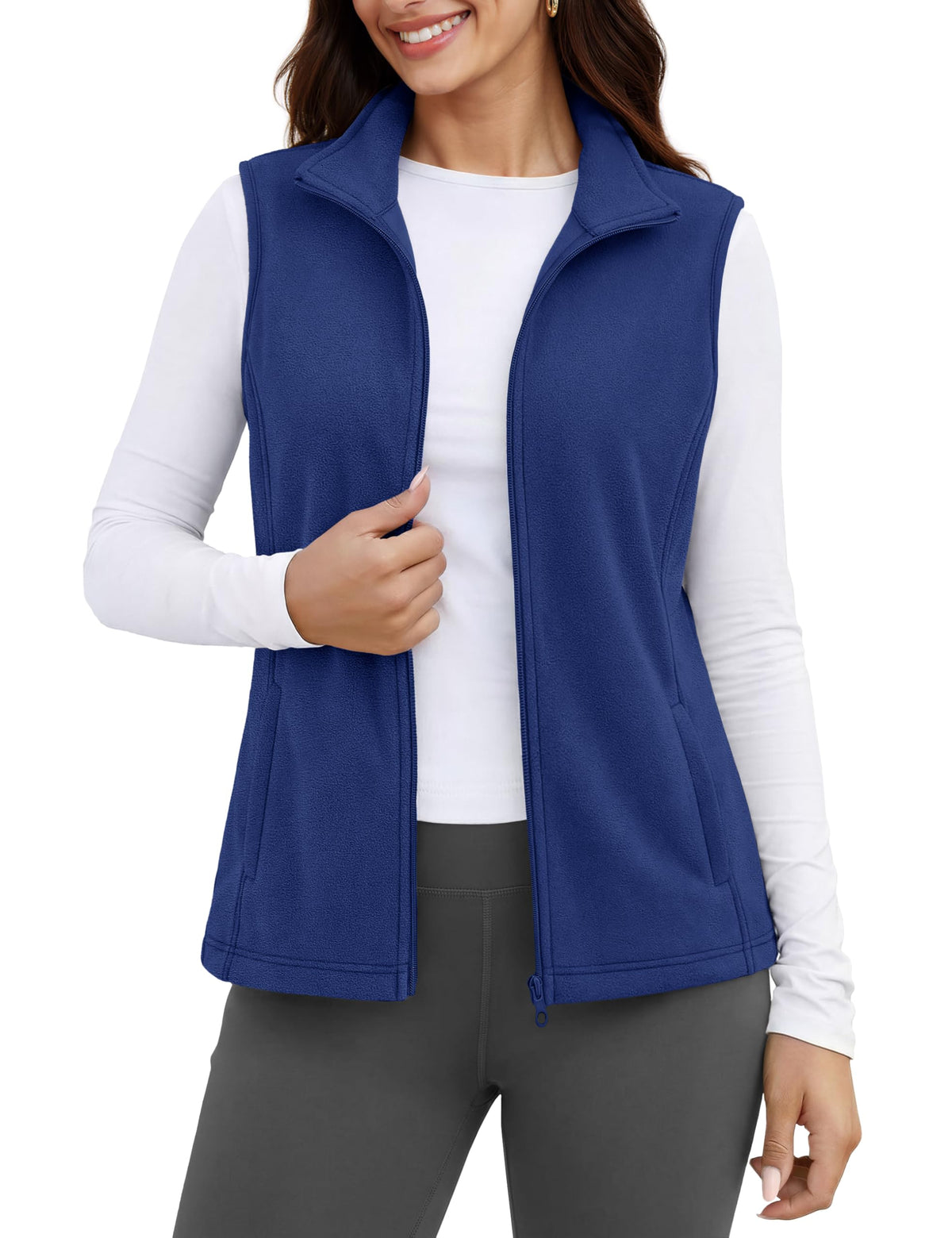 MAGCOMSEN Women's Fleece Vest Outerwear Sleeveless Lightweight Zip Jackets Warm Soft Vests with Zipper Pockets