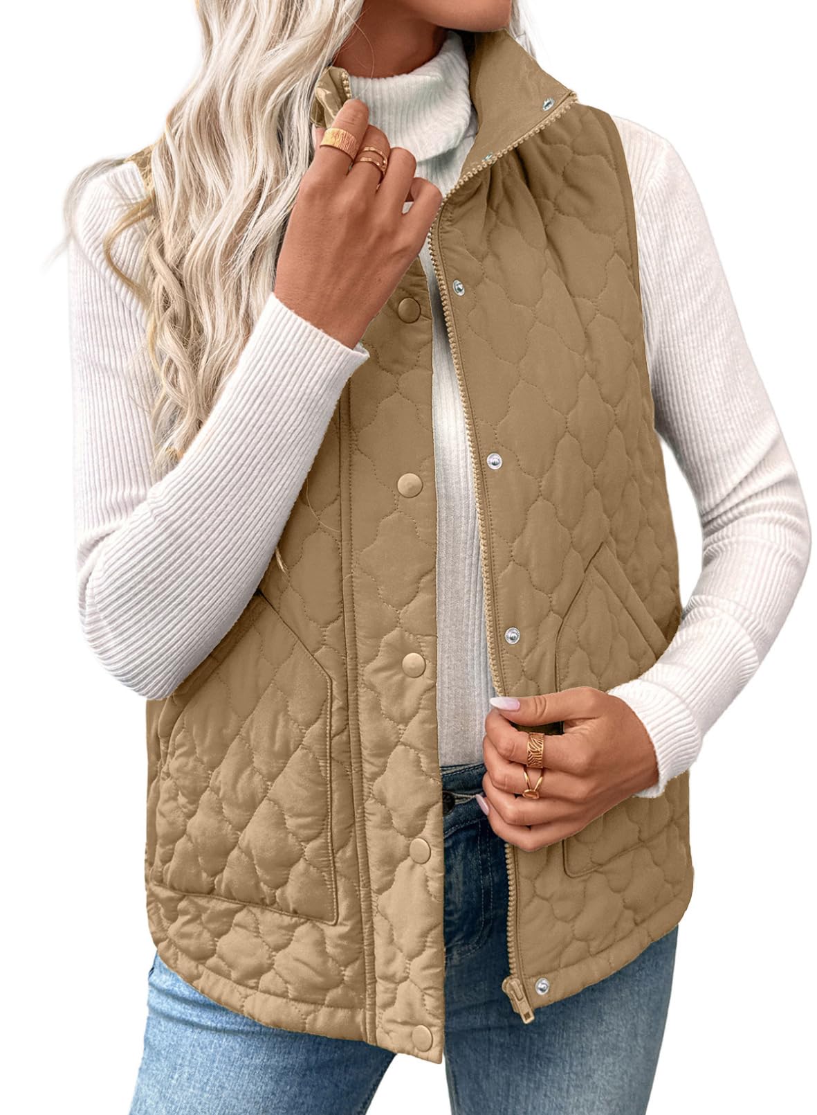 EVALESS Womens Puffer Vest Trendy Lightweight Quilted Jackets