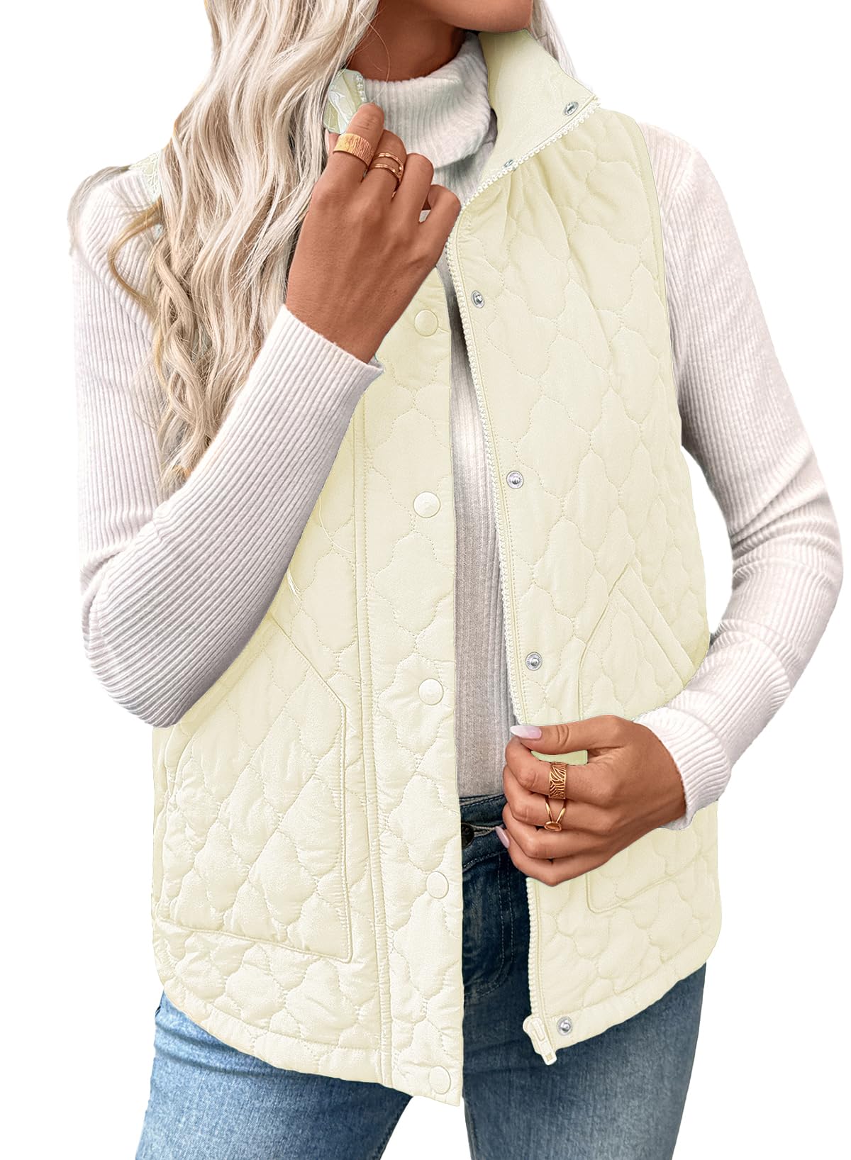 EVALESS Womens Puffer Vest Trendy Lightweight Quilted Jackets