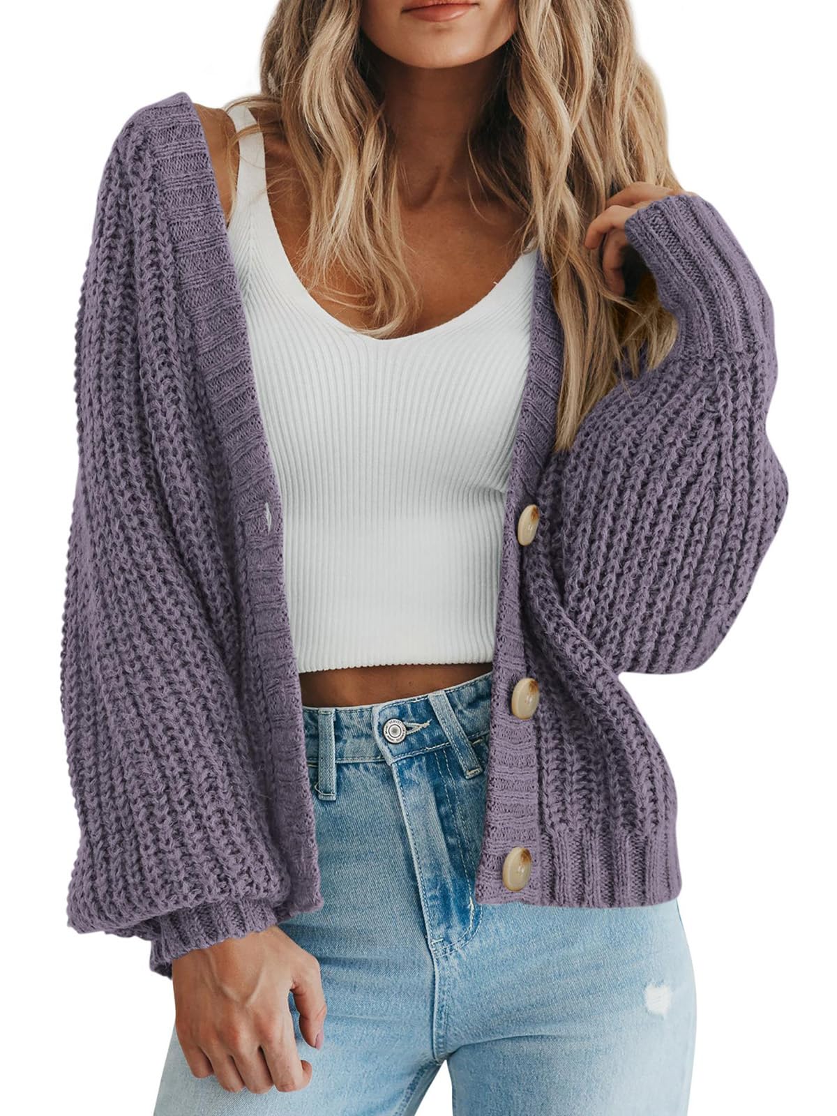 PRETTYGARDEN Women's Chunky Knit Open Front Cardigan Sweaters Fall Outfits