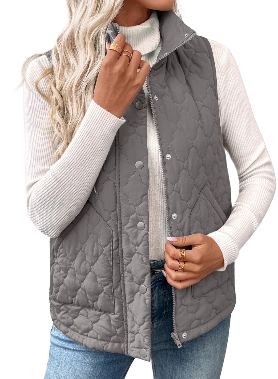 EVALESS Womens Puffer Vest Trendy Lightweight Quilted Jackets
