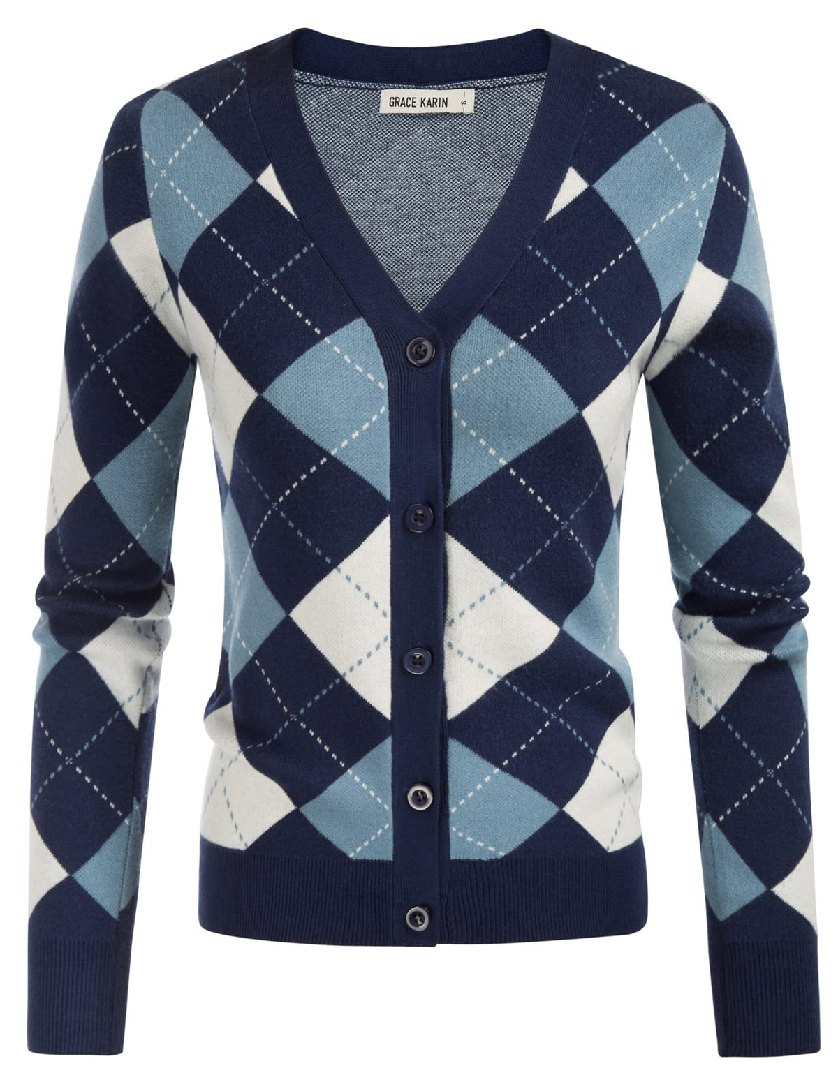 GRACE KARIN Cardigan Sweaters for Women Fall Argyle Sweater Preppy Clothes