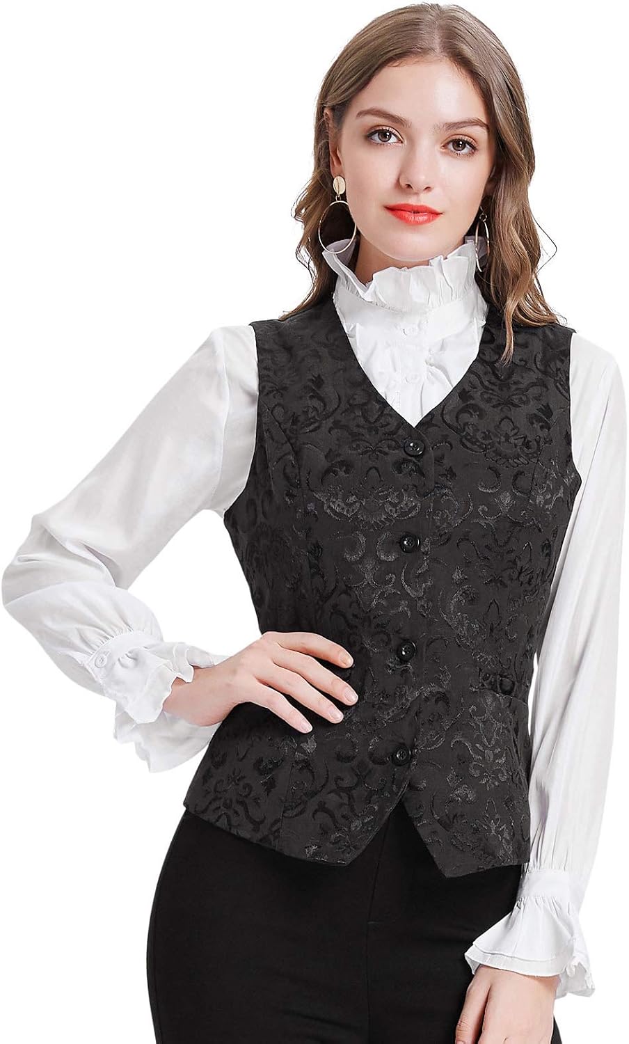 GRACE KARIN Womens Waistcoat Vest Vintage Steampunk Dress Jacquard Jacket