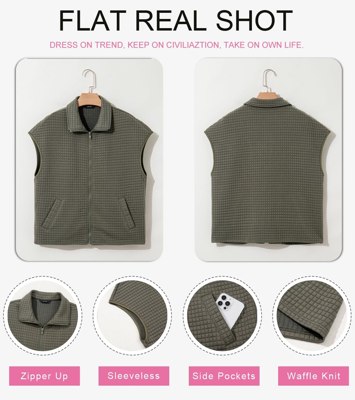 Dokotoo Womens Vest Tops 2026 Fall Cap Sleeve Waffle Knit Vests