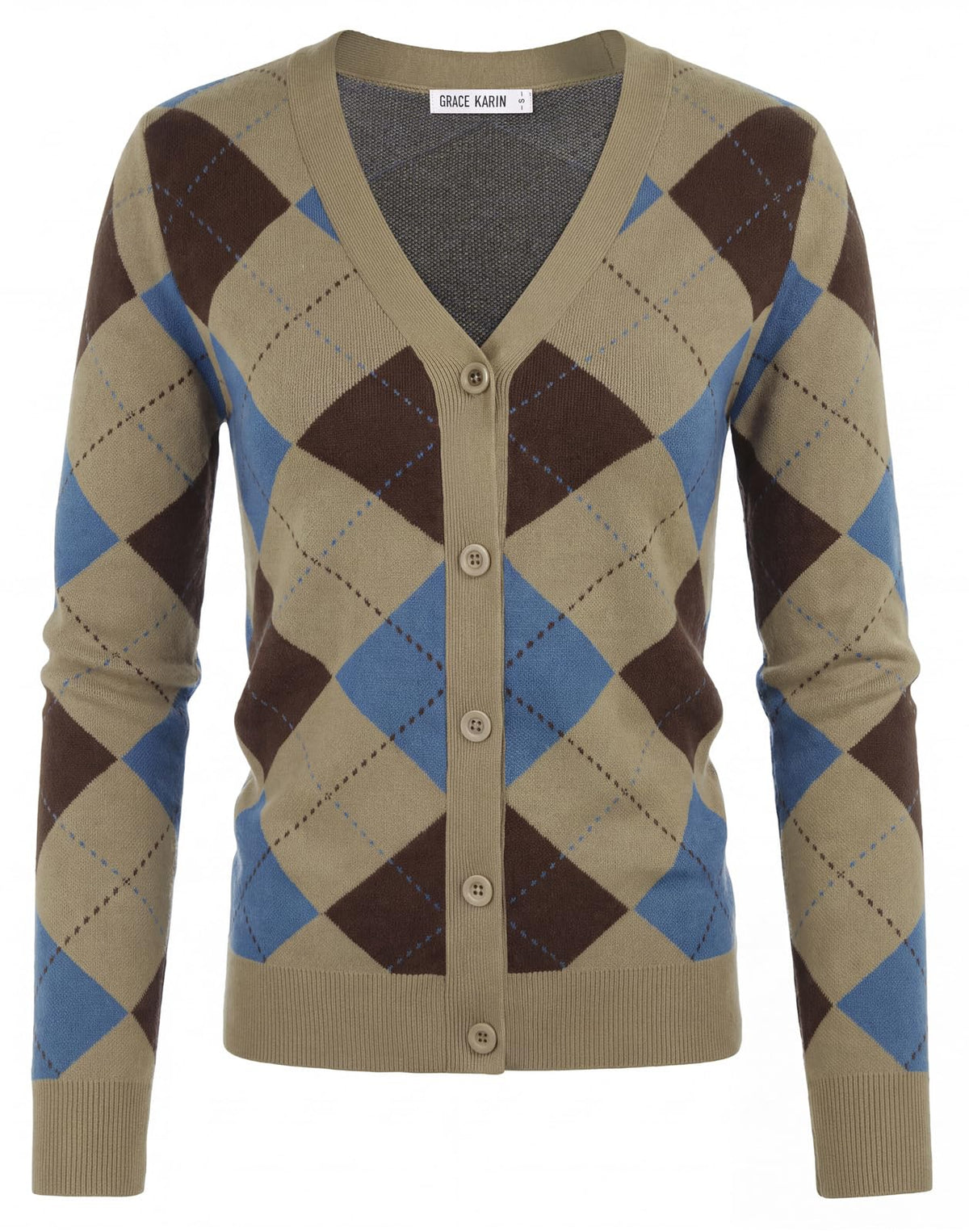 GRACE KARIN Cardigan Sweaters for Women Fall Argyle Sweater Preppy Clothes
