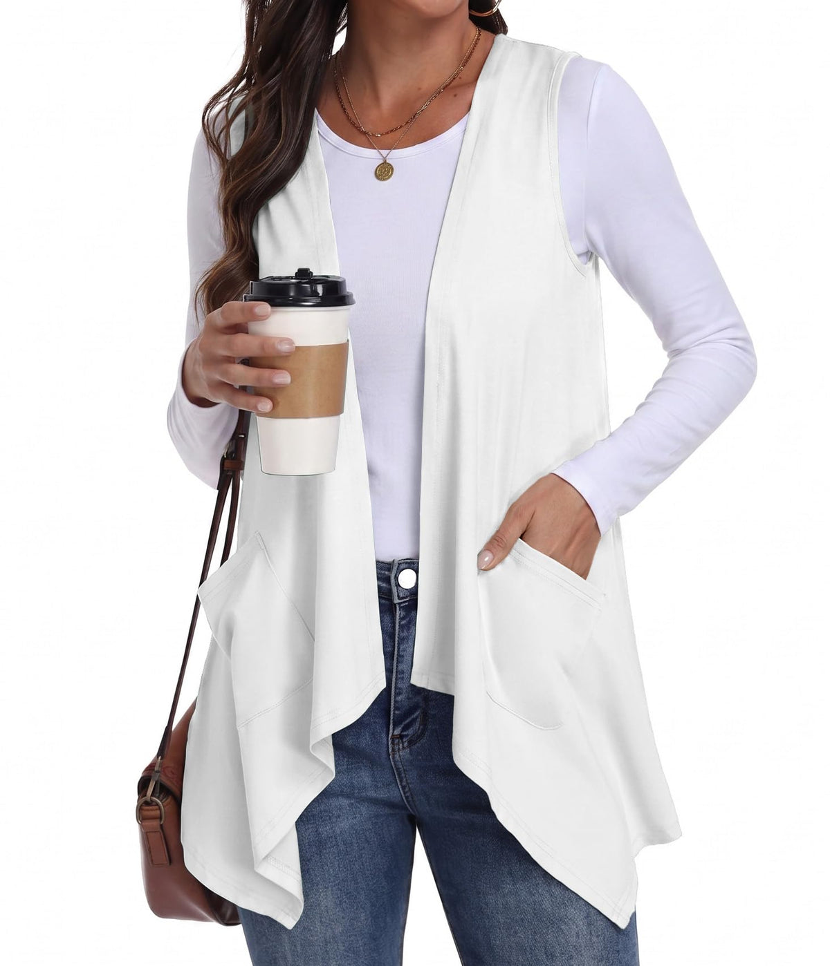 PrinStory Womens Sleeveless Cardigan Vest Lightweight Open Front Cardigan