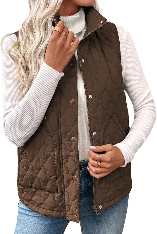 EVALESS Womens Puffer Vest Trendy Lightweight Quilted Jackets