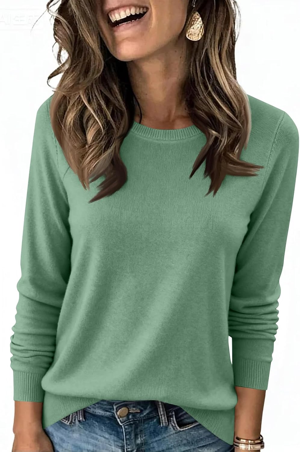 Long Sleeve Sweaters for Women Oversized Knitwear Crewneck Pullover