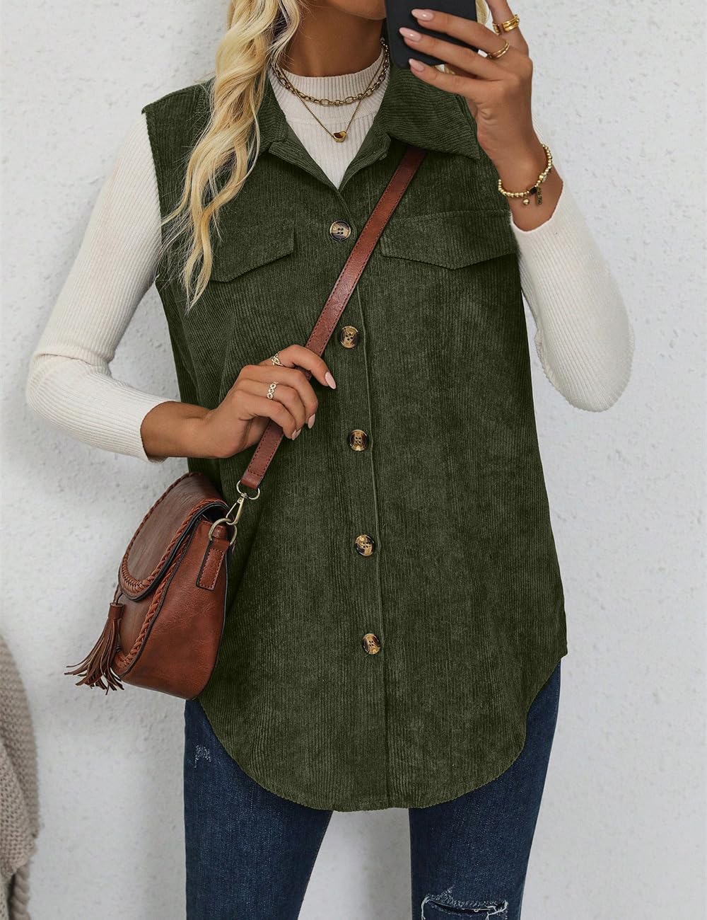 IDEALSANXUN Womens Corduroy Vest Fall Winter Sleeveless Jackets Outerwear