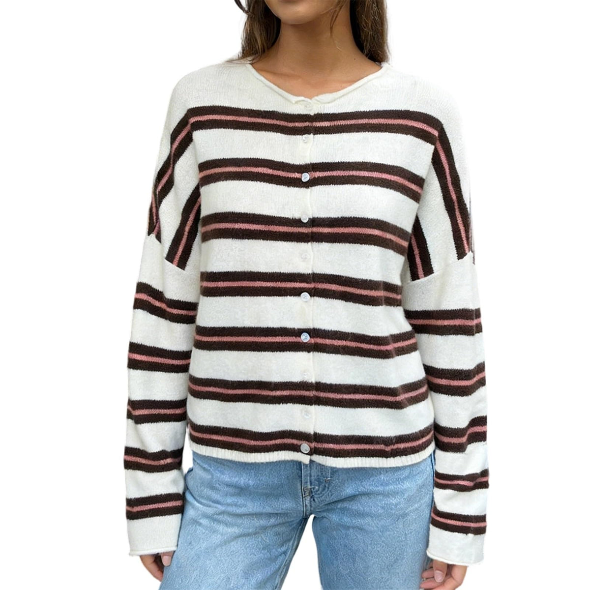 Women Knit Cardigan Sweaters Long Sleeve Button Down Loose Top