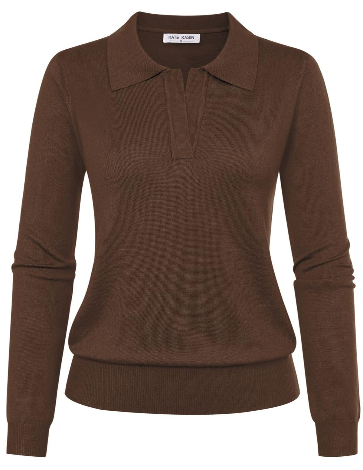 Women's Long Sleeve Classic V Neck Casual Fall Winter Polo Sweater Tops