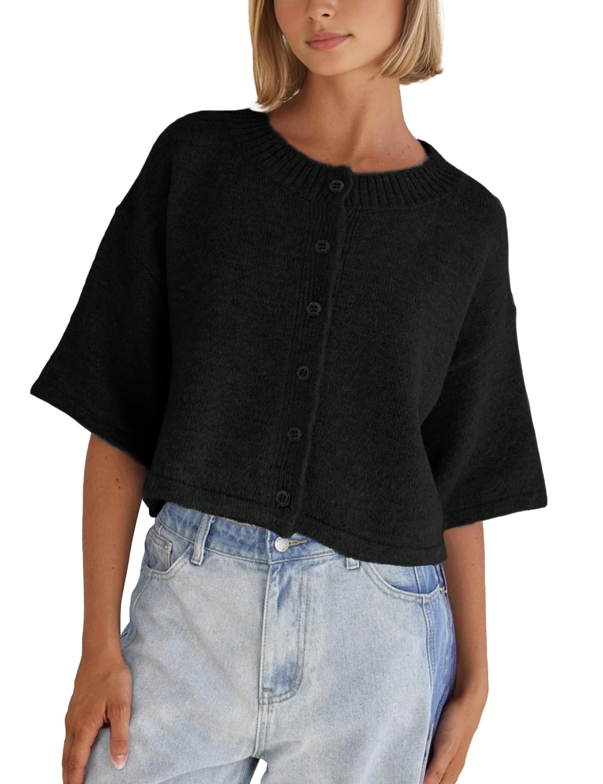 Springrain Lightweight Cardigans for Women Cropped Knit Sweater