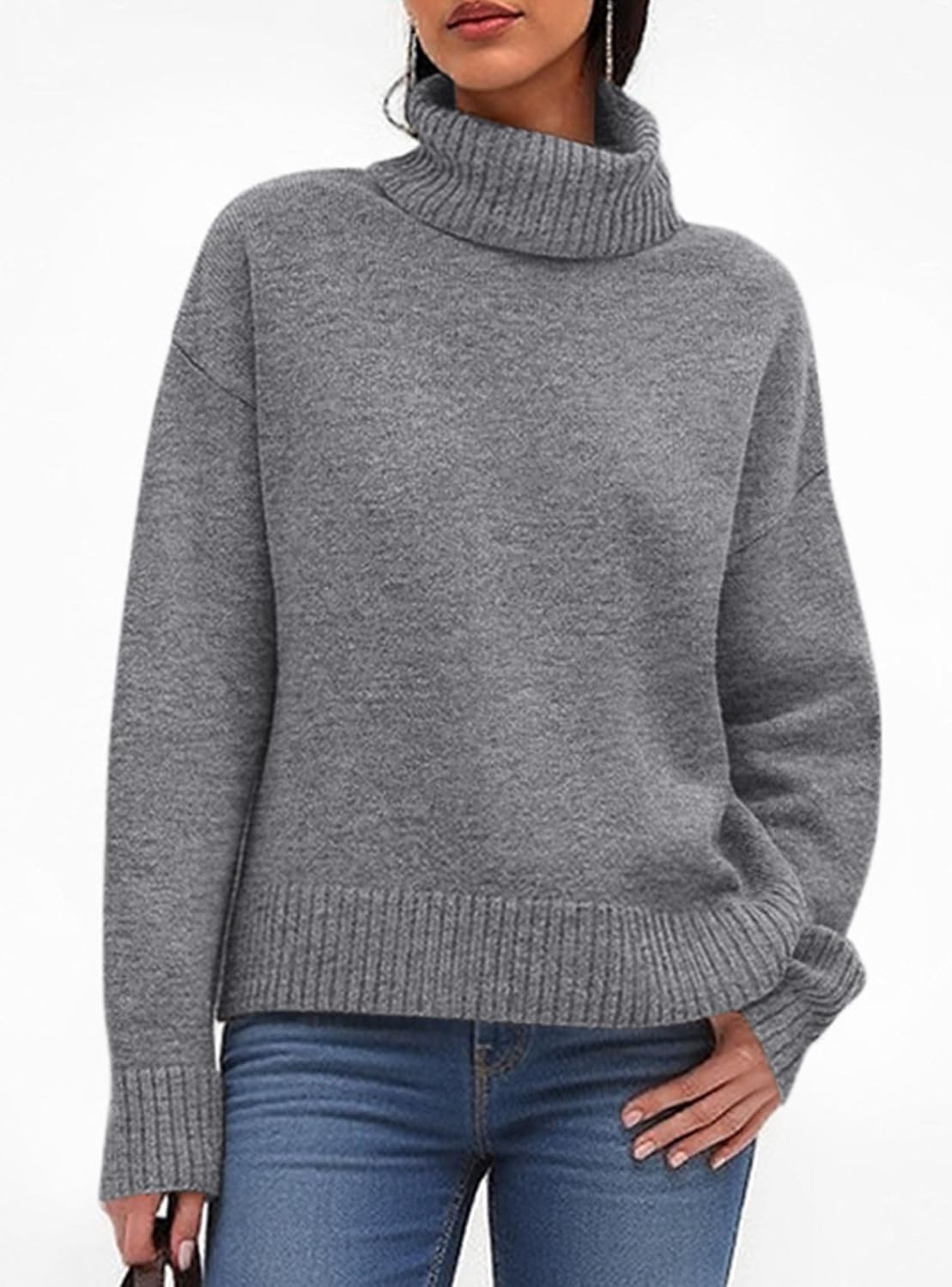PRETTYGARDEN Womens Turtleneck Long Sleeve Knit Sweater