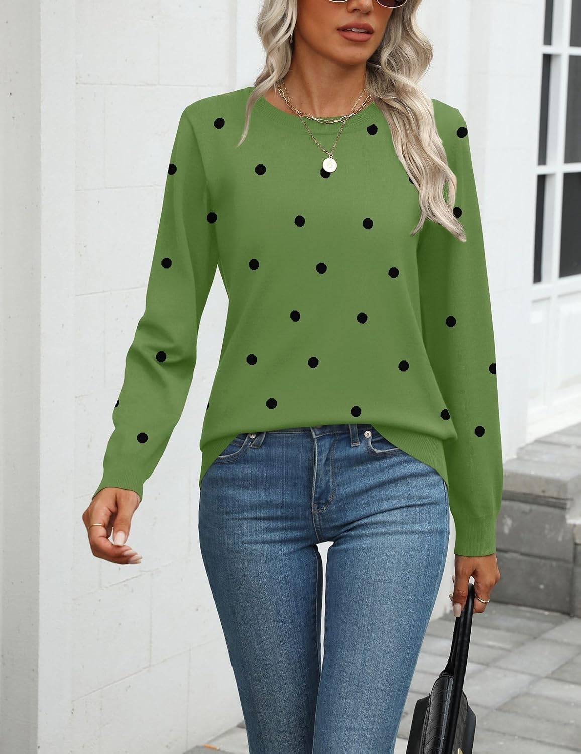 Zeagoo Womens Sweaters Long Sleeve Tops Classic Fall Clothes Crewneck Tops