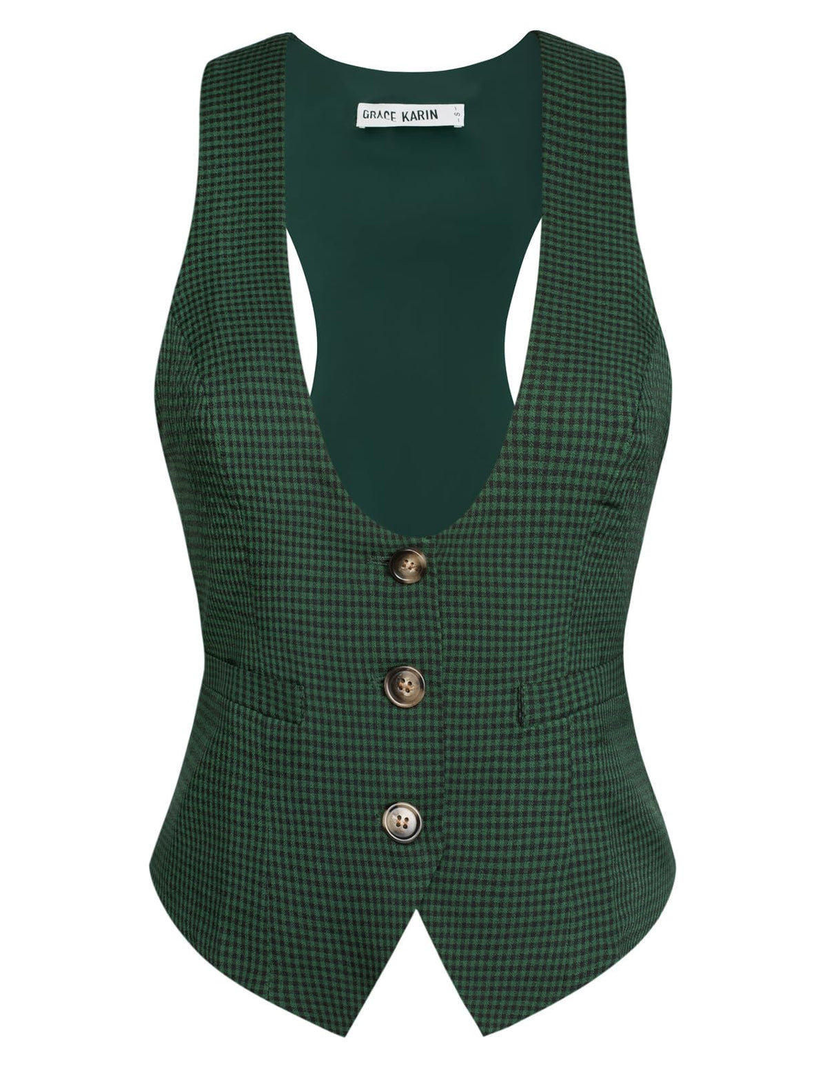 GRACE KARIN Women's Suit Vest Top, Dressy Casual Sleeveless Button Waistcoat, Fromal Steampunk Blazer for Work Office