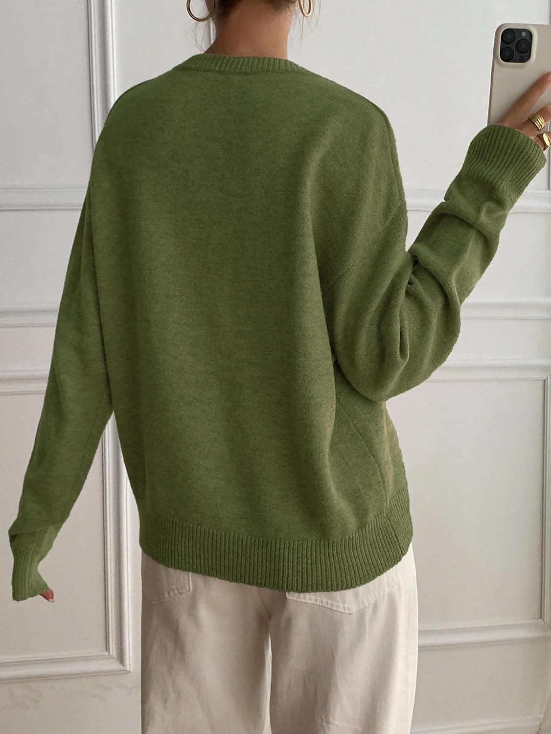 Womens Sweaters Casual Henley Neck Long Sleeve Pullover Tops 2026