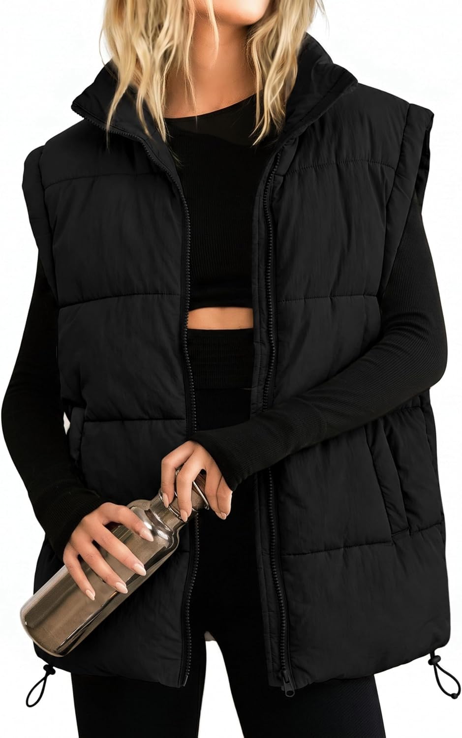 Athlisan Womens Zip Up Puffer Vest Stand Collar Sleeveless Padded Jacket Coat